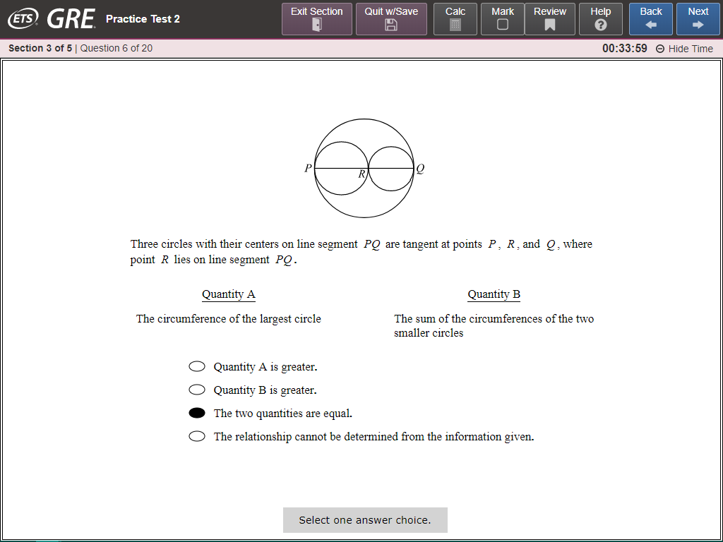 Fig. 1 The current user interface of the GRE General Test