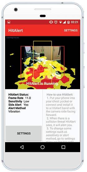 screenshot of HitAlert in phone mockup