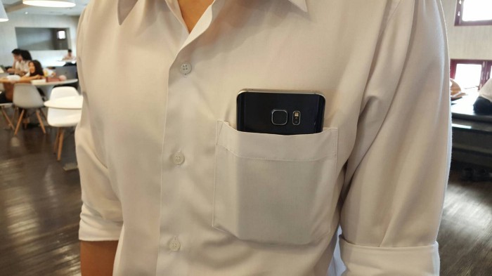 phone in shirt pocket